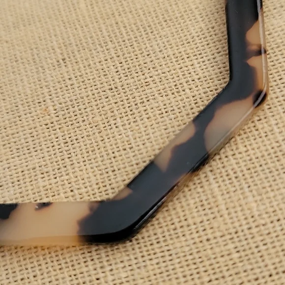 Tortoise Shell Octagon Hoop Earrings - Picture 2 of 5